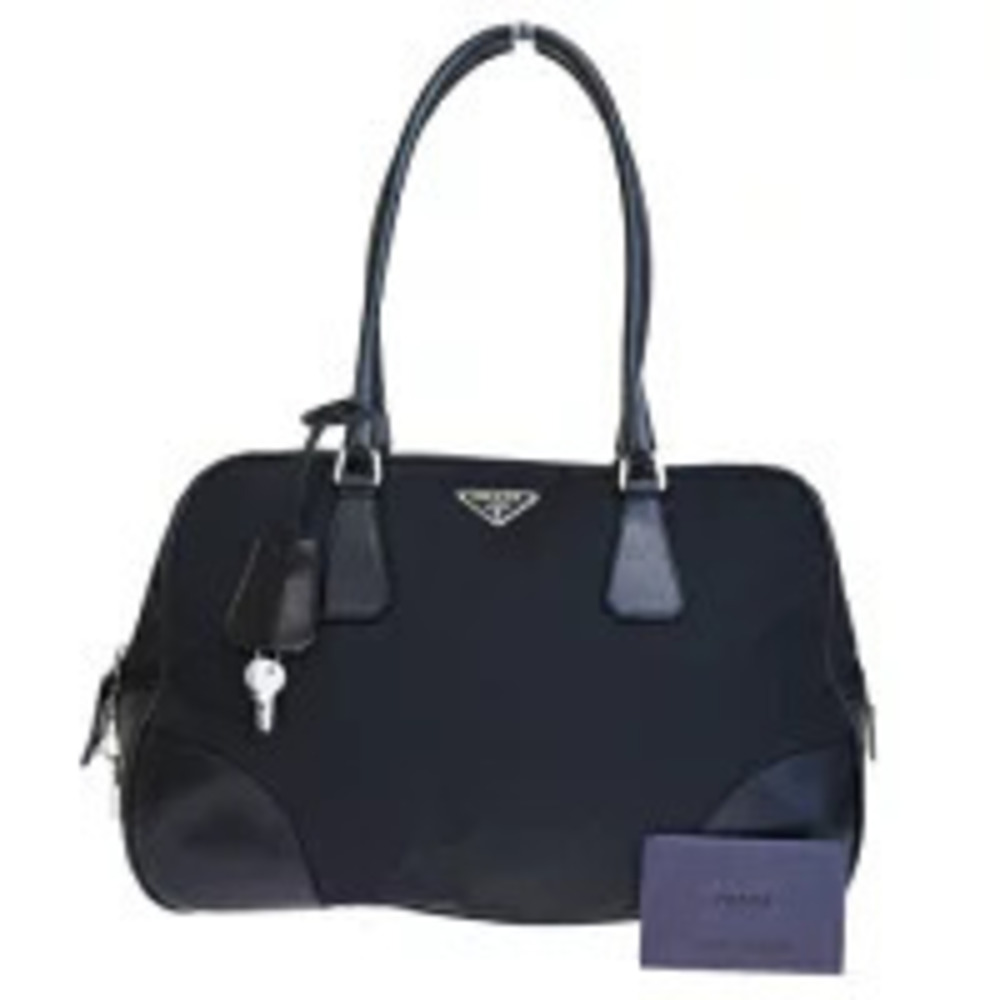 Prada Shoulder Bag Black Leather Padlock